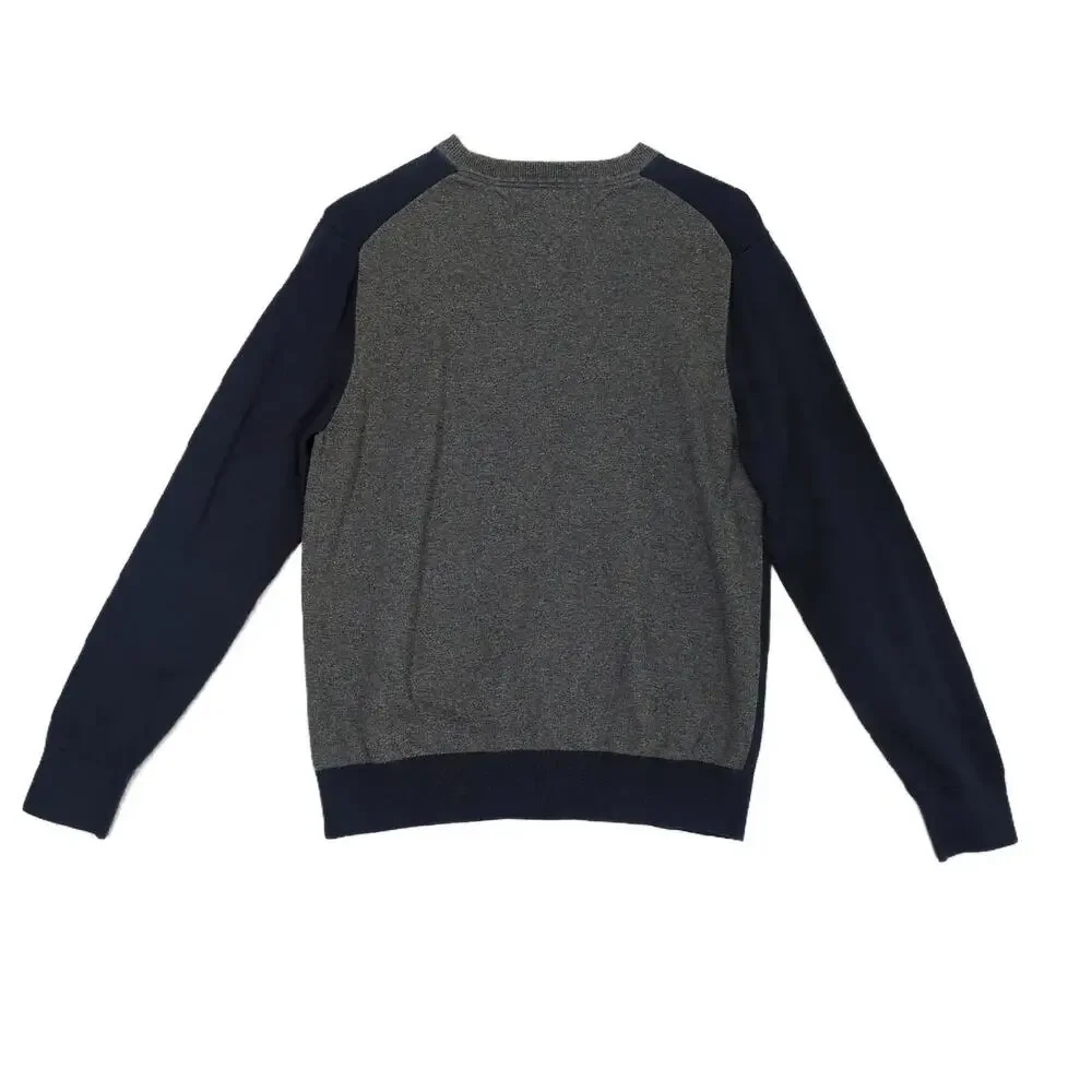 Tommy Hilfiger‎ Men's L TH Crest Knit Crew Sweater Top Navy Gray Preppy Classic